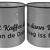 KAFFEEBECHER "Erscht Kaffee dann Woi..." (weiß) - Pfälzer Freiheit