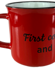 KAFFEEBECHER "First coffee then wine" (rot) - Pfälzer Freiheit