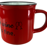 KAFFEEBECHER "First coffee then wine" (rot) - Pfälzer Freiheit