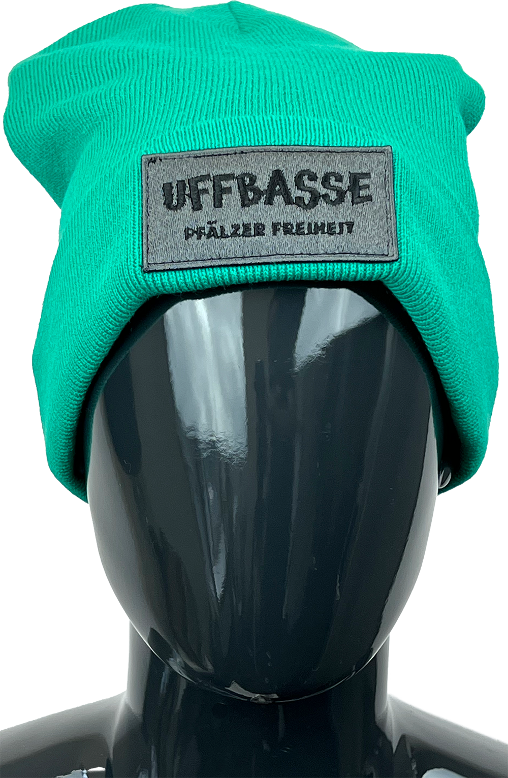 WENDE-MÜTZE &amp;quot;Uffbasse &amp; kenn Stress&amp;quot; (grün) – Pfälzer Freiheit