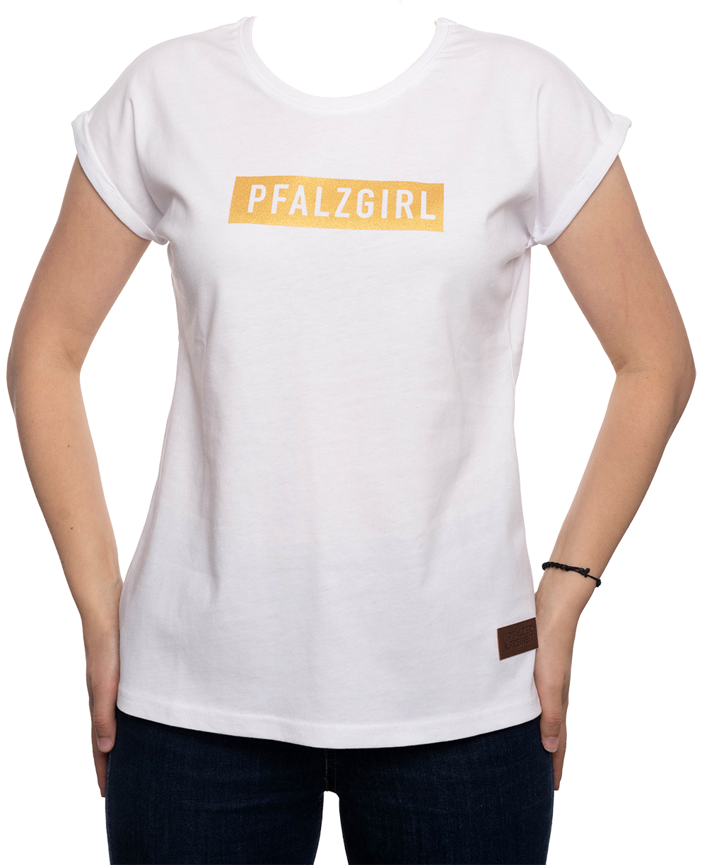 Damen T-Shirt &quot;Pfalzgirl&quot; (metallic) - Pfälzer Freiheit