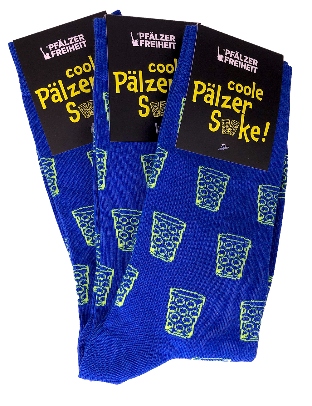 Socken &quot;coole Pälzer Socke&quot; (blau/gelb) - Pfälzer Freiheit