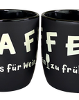 Kaffeebecher "KAFFEE weil es für Wein zu früh ist!" (schwarz) - Pfälzer Freiheit