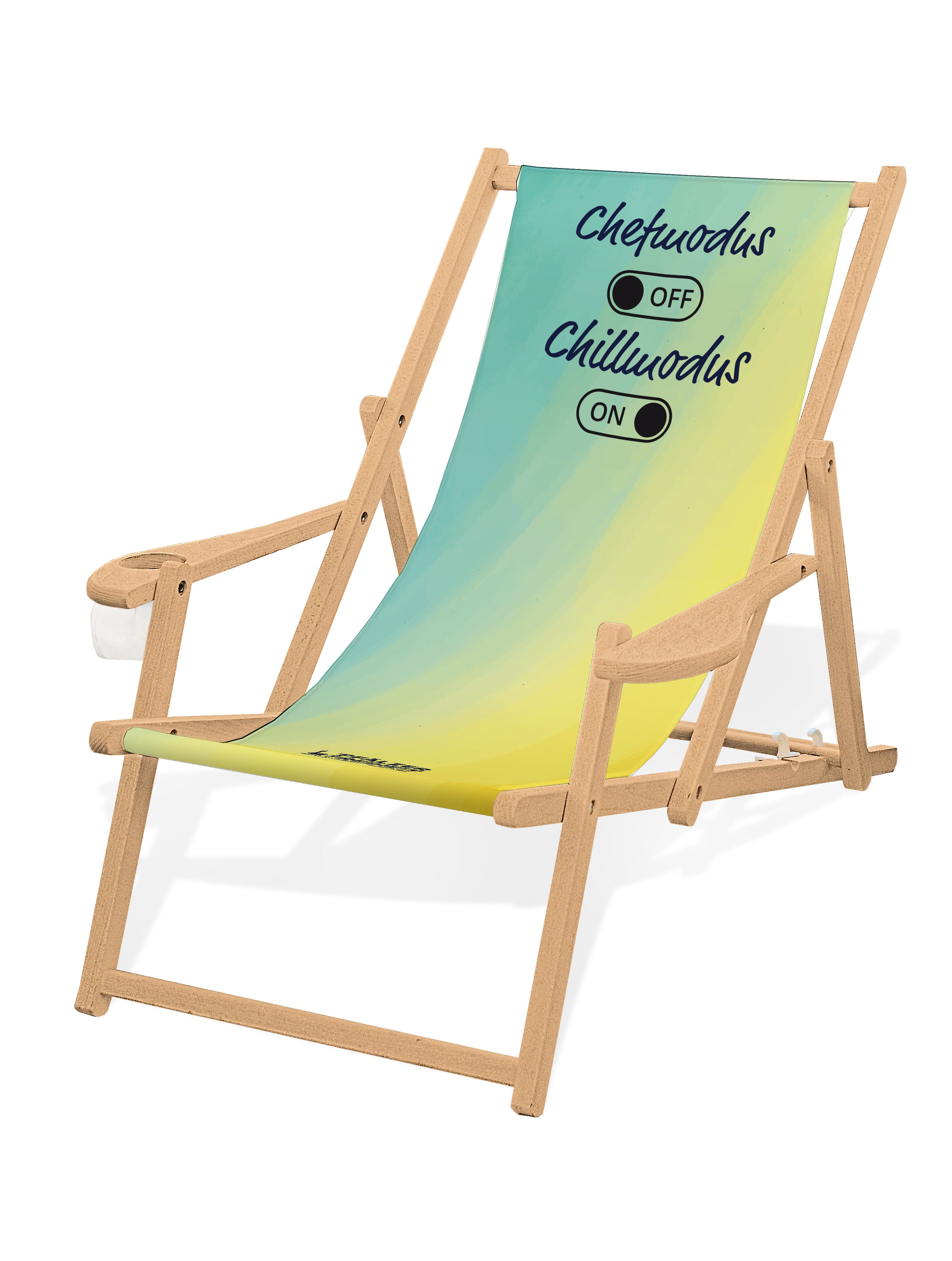 LIEGESTUHL MIT GETRÄNKEHALTER  "CHEFMODUS"
