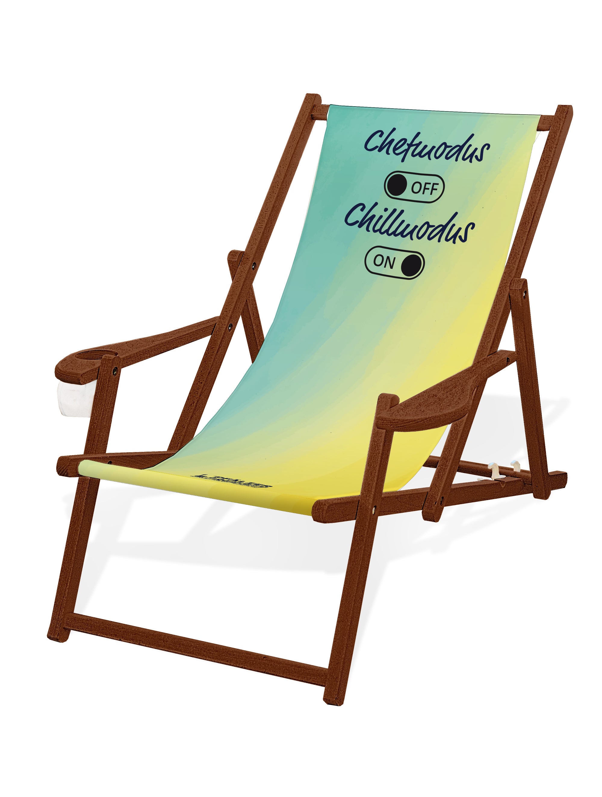 LIEGESTUHL MIT GETRÄNKEHALTER  "CHEFMODUS"