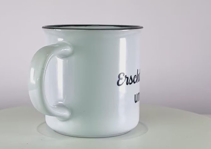 KAFFEEBECHER "Erscht Kaffee dann Woi..." (weiß)