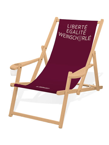LIEGESTUHL MIT GETRÄNKEHALTER  "Liberté, Egalité, Weinschorlé" - Pfälzer Freiheit