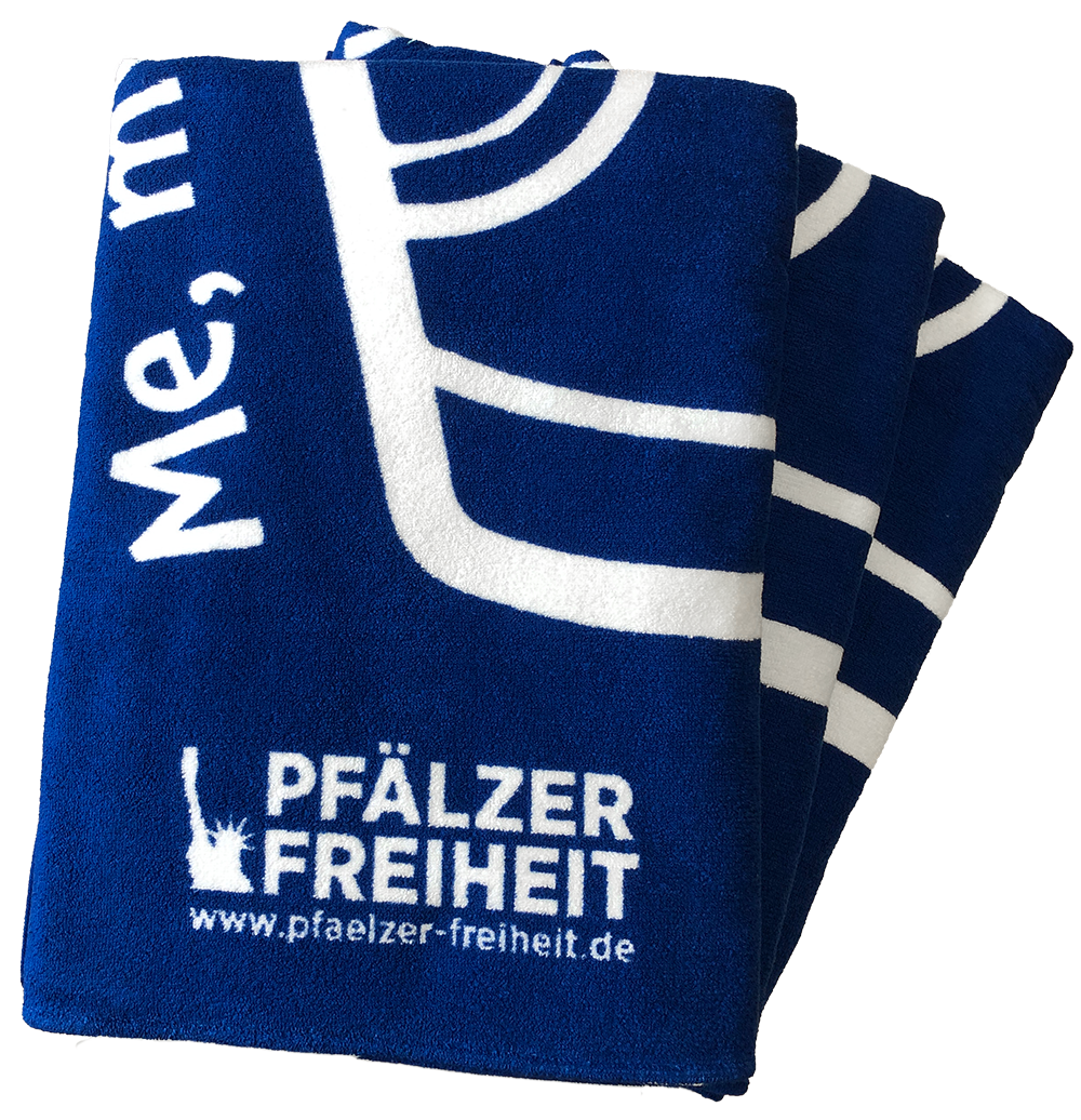 Sauna-/Badetuch  "Me, my Dubbeglas and I" (royalblau) - Pfälzer Freiheit