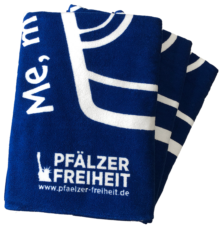 Sauna-/Badetuch  "Me, my Dubbeglas and I" (royalblau) - Pfälzer Freiheit