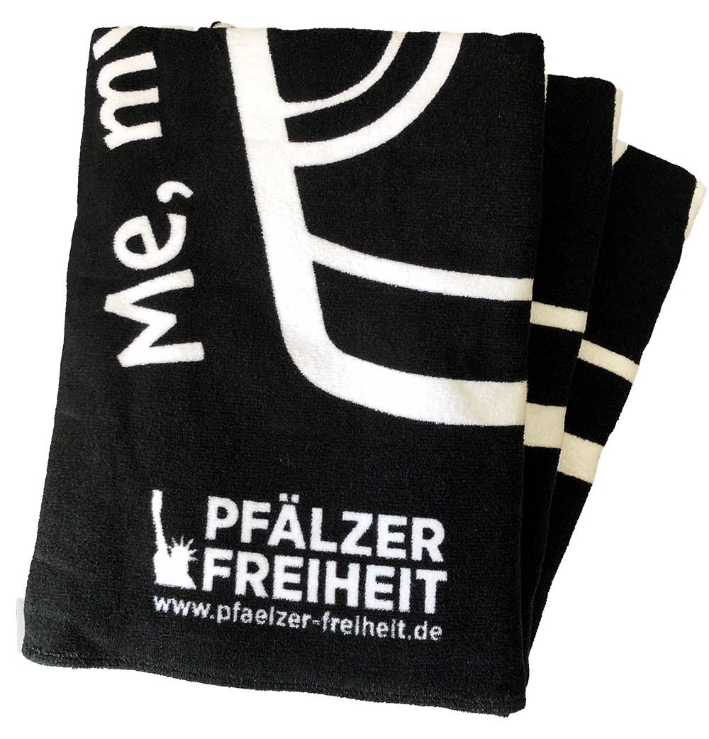 Sauna-/Badetuch  "Me, my Dubbeglas and I" (anthrazit) - Pfälzer Freiheit