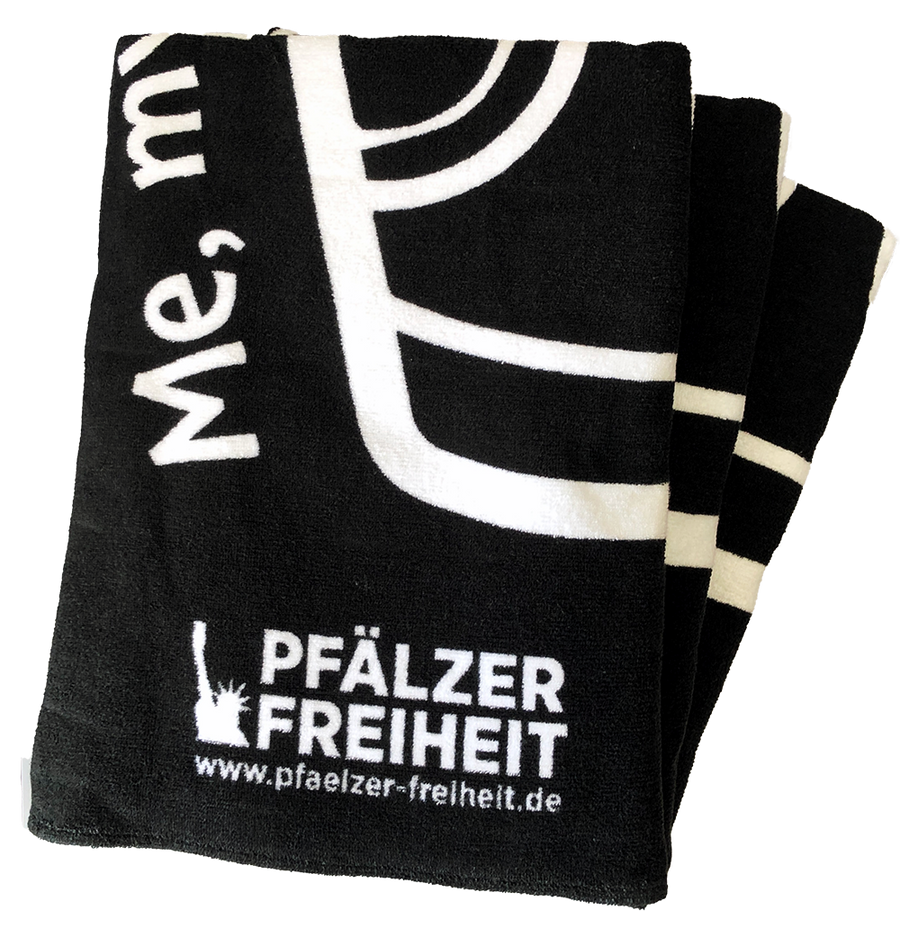 Sauna-/Badetuch  "Me, my Dubbeglas and I" (anthrazit) - Pfälzer Freiheit