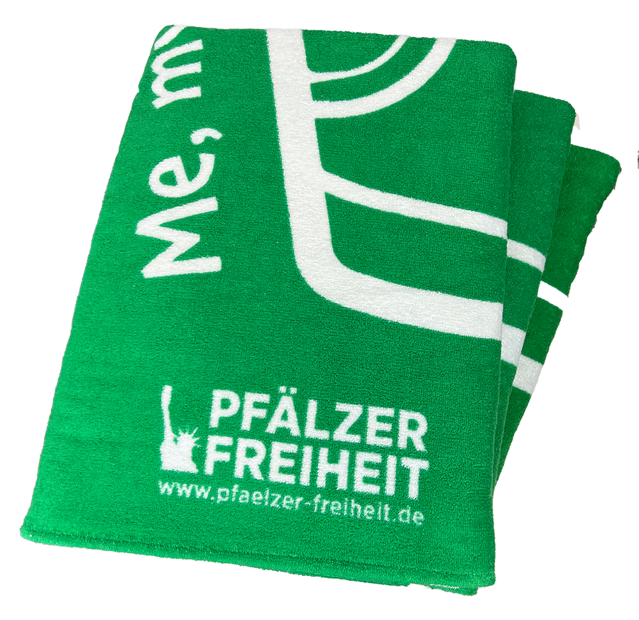 SAUNA-/BADETUCH  "Me, my Dubbeglas and I" (grün) - Pfälzer Freiheit