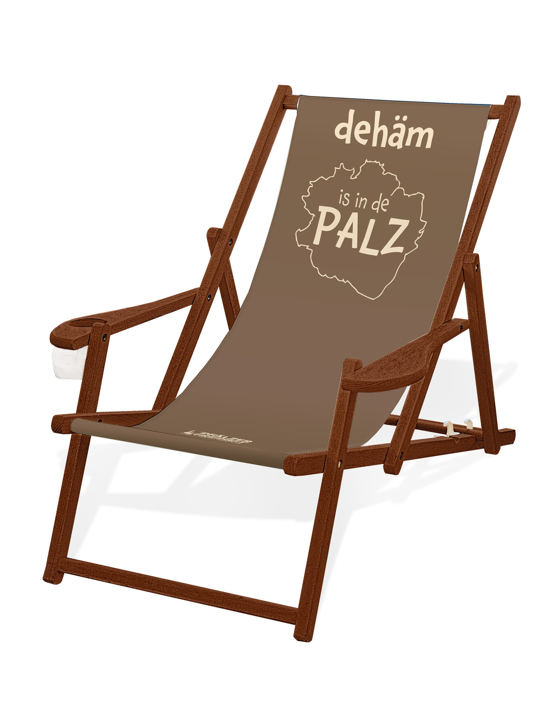 LIEGESTUHL MIT GETRÄNKEHALTER "dehäm is in de PALZ" Pfälzer Freiheit