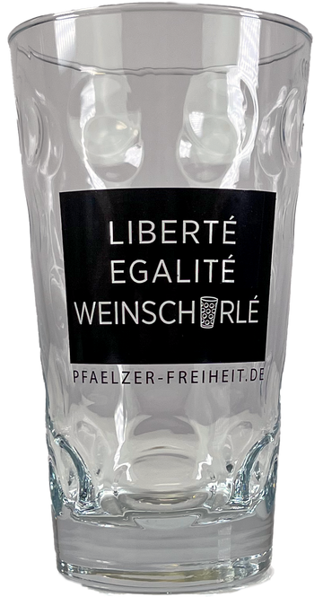 DUBBEGLAS-SET (6 Stk.) "Liberté, Egalité, Weinschorlé" - Pfälzer Freiheit
