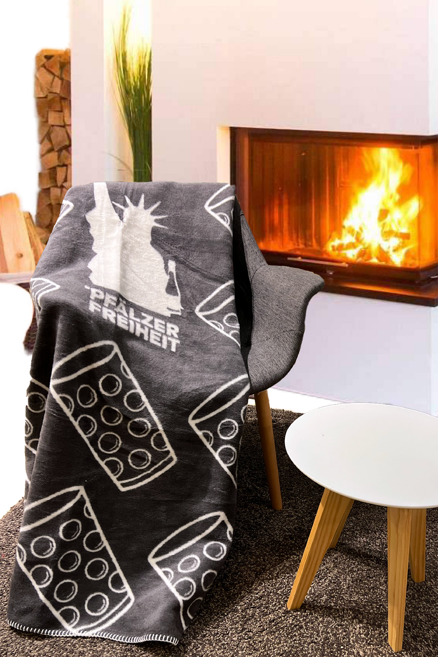Kuscheldecke im Dubbe-Design (steingrau) - Pfälzer Freiheit