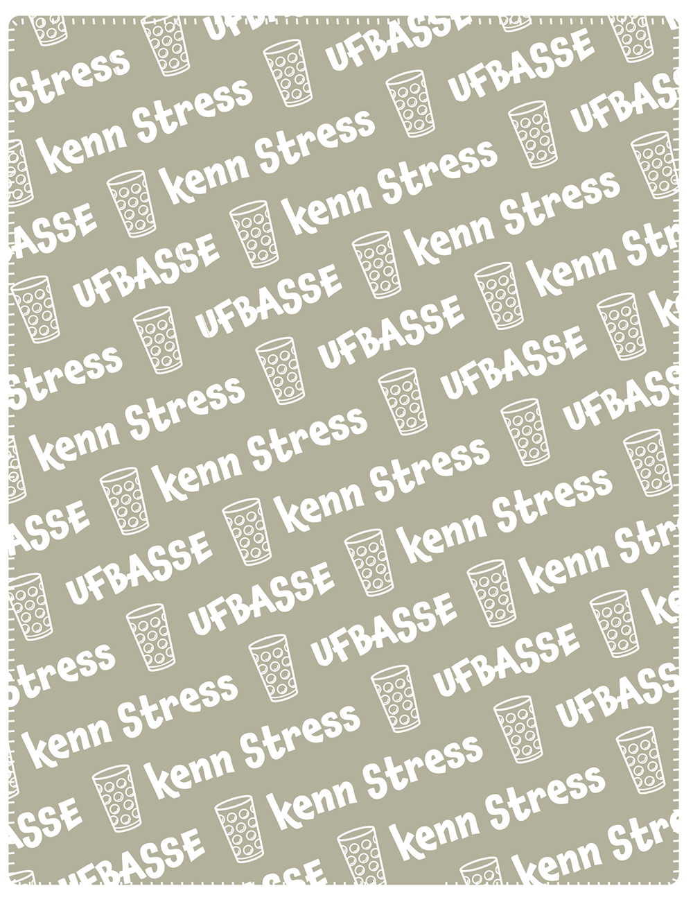 KUSCHELDECKE "Ufbasse/kenn Stress" (taupe) - Pfälzer Freiheit