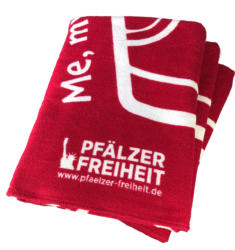 Sauna-/Badetuch  "Me, my Dubbeglas and I" (rot) - Pfälzer Freiheit