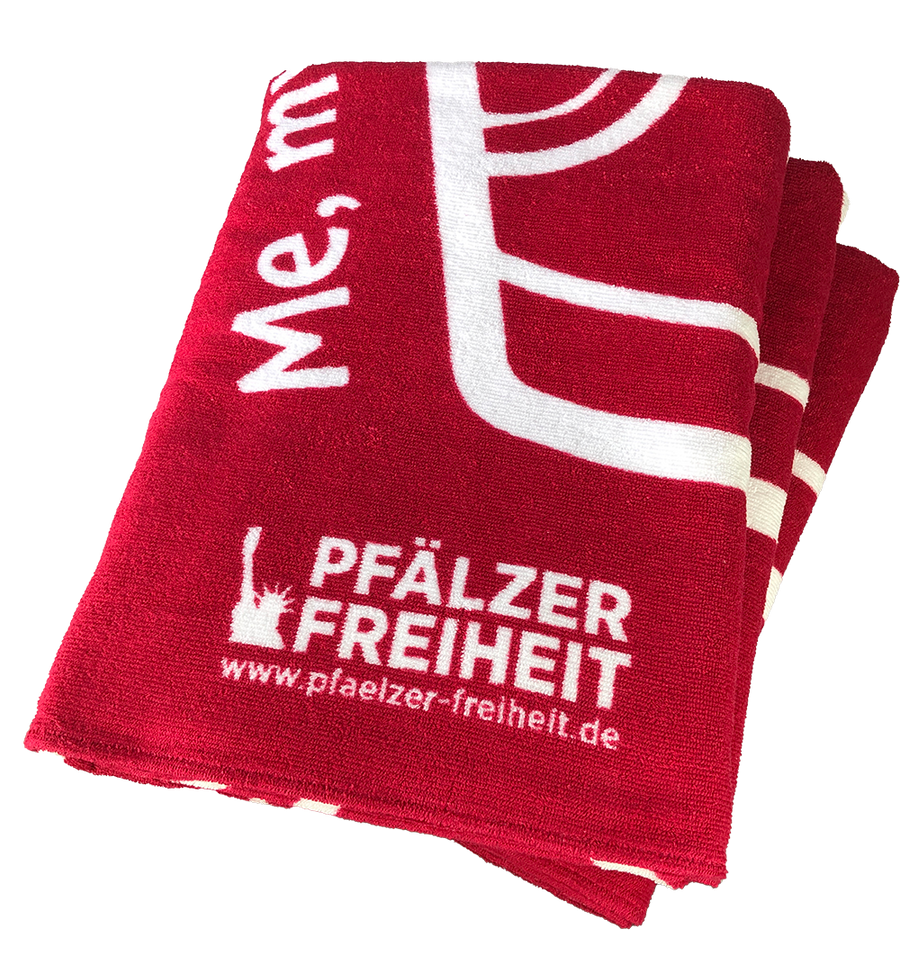 Sauna-/Badetuch  "Me, my Dubbeglas and I" (rot) - Pfälzer Freiheit