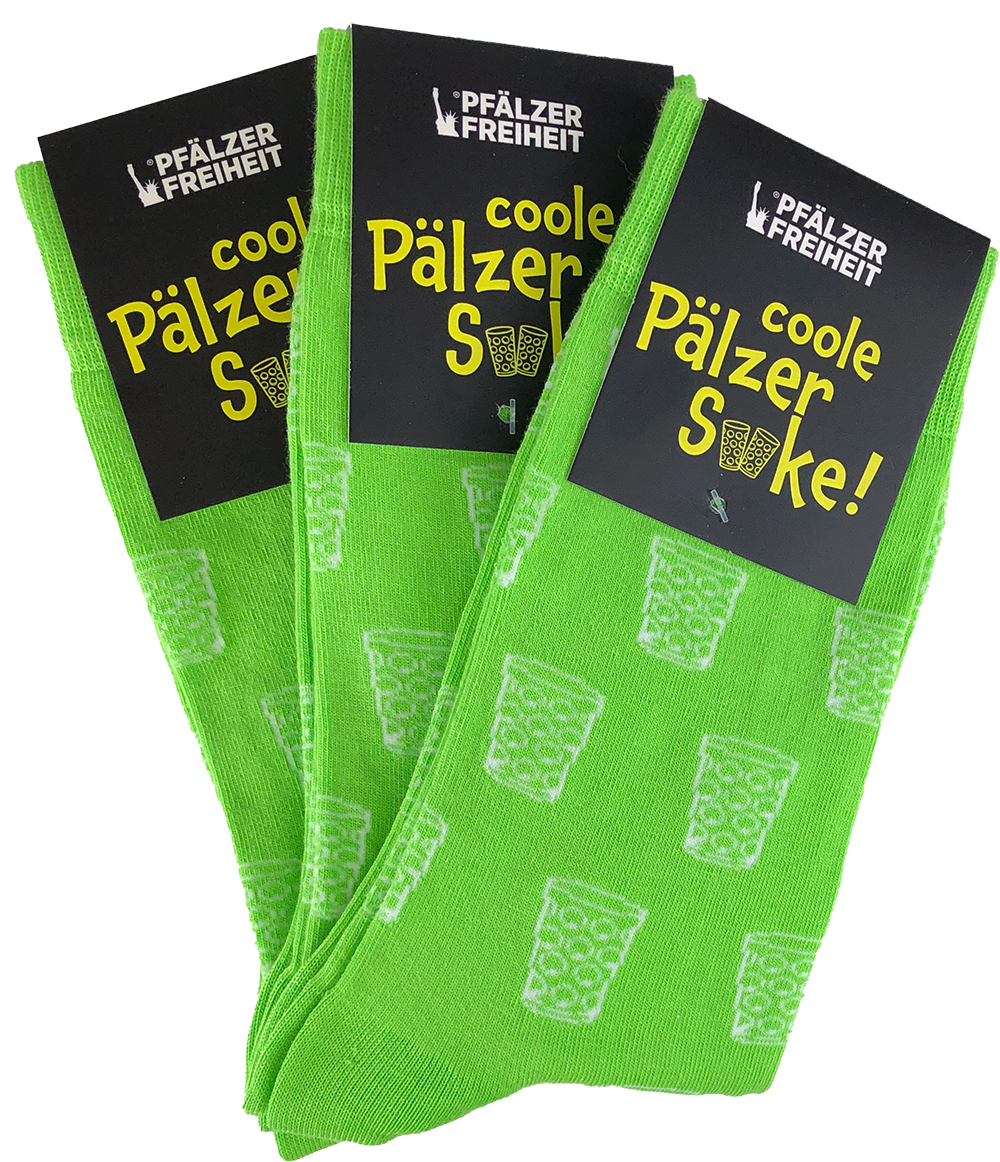 Socken &quot;coole Pälzer Socke&quot; (grün/weiß) - Pfälzer Freiheit