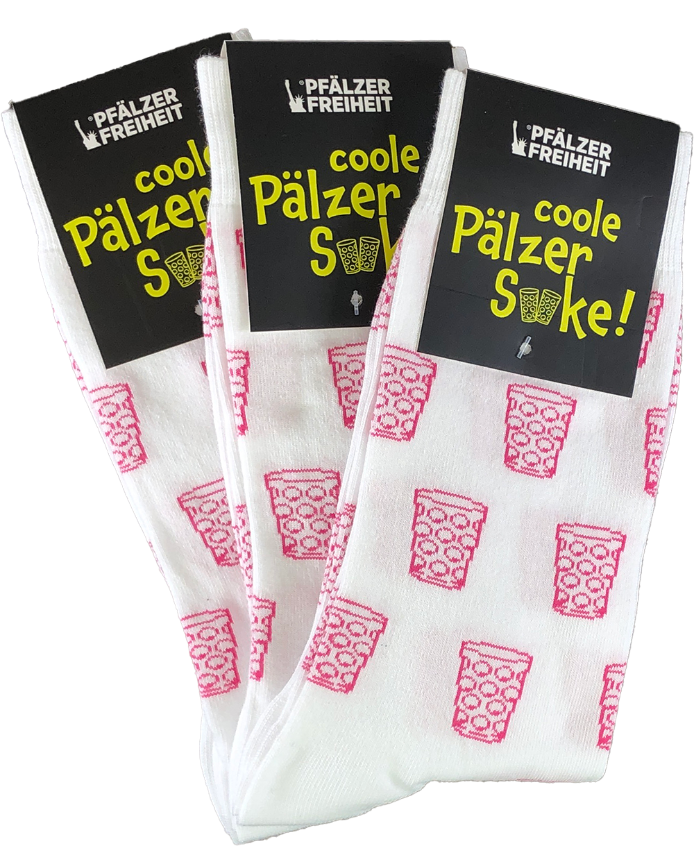 Socken "coole Pälzer Socke" (weiß/pink) - Pfälzer Freiheit