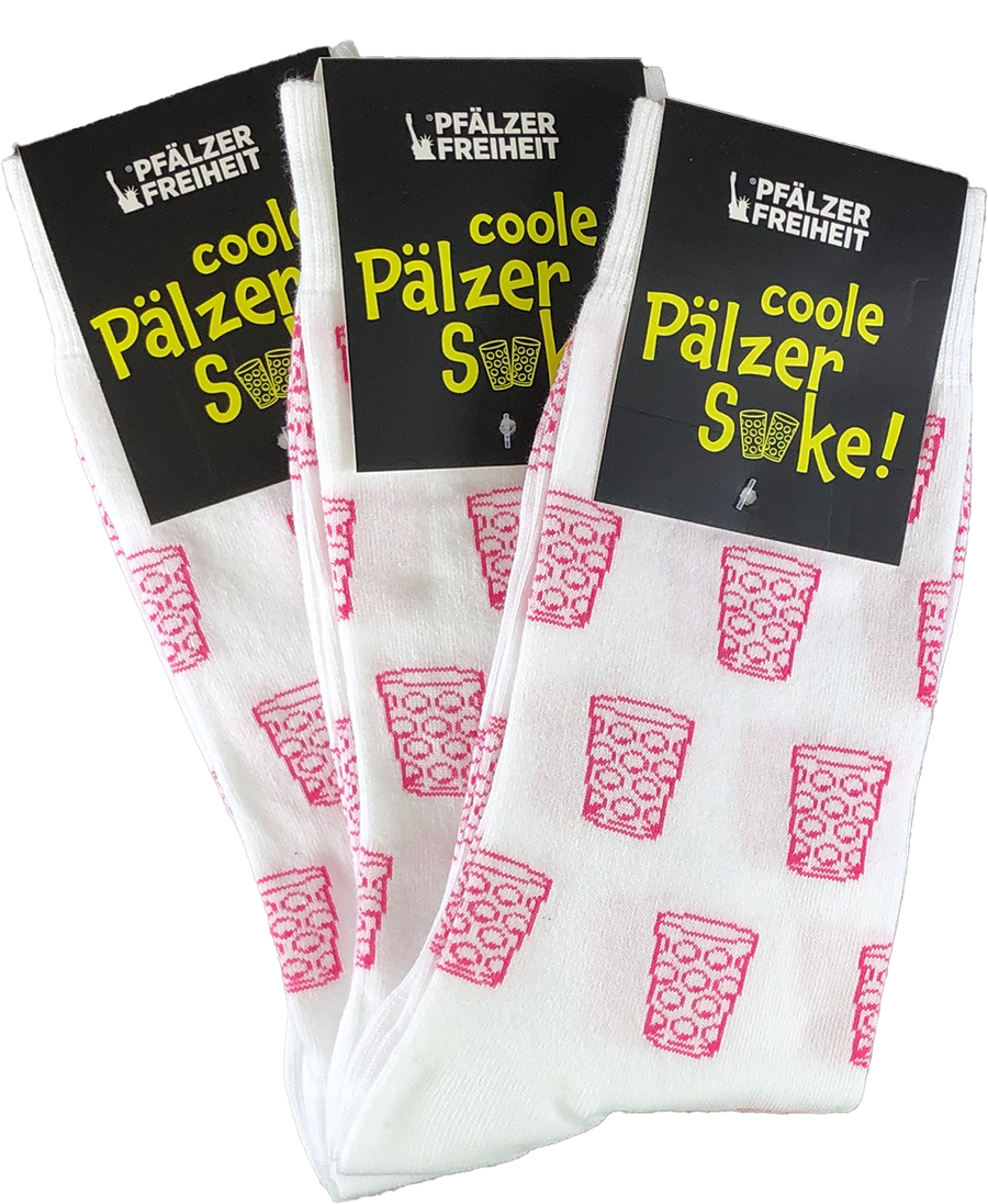 Socken "coole Pälzer Socke" (weiß/pink) - Pfälzer Freiheit