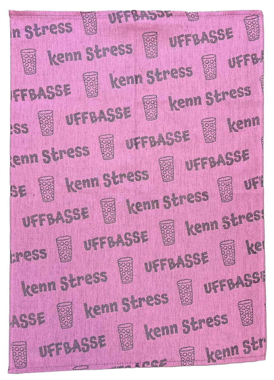 GESCHIRRTUCH "Uffbasse/kenn stress" (flieder) - Pfälzer Freiheit